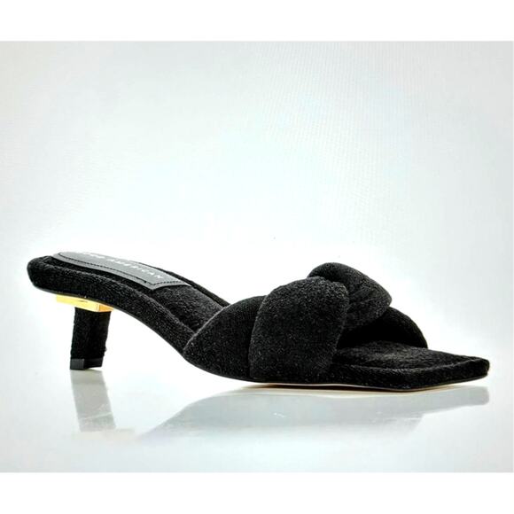 Good American Women's Terry Kickstand Low Heel Slide Sandals - Black - size 7 - Picture 2 of 12